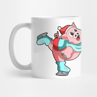 Pig at Ice skating with Ice skates Mug